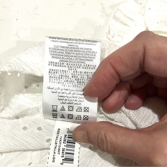 NWT BCBG Generation Sleeveless White Crop Top Blouse W Ruffle And Tie, Sz Large - Picture 9 of 14